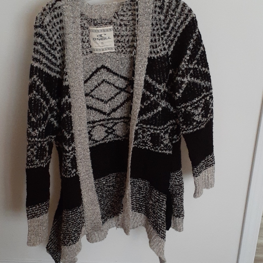 O'Neill black and tan cardigan